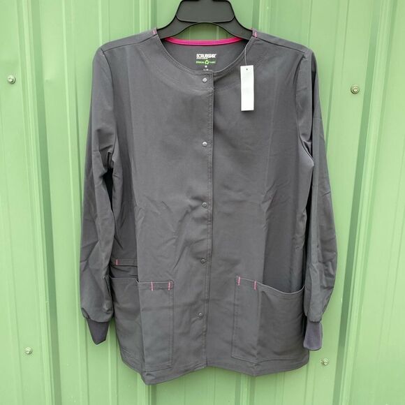 Ethical Fabric Stretch Snap Front Active Warm Up Scrub Jacket Size S - Picture 1 of 6